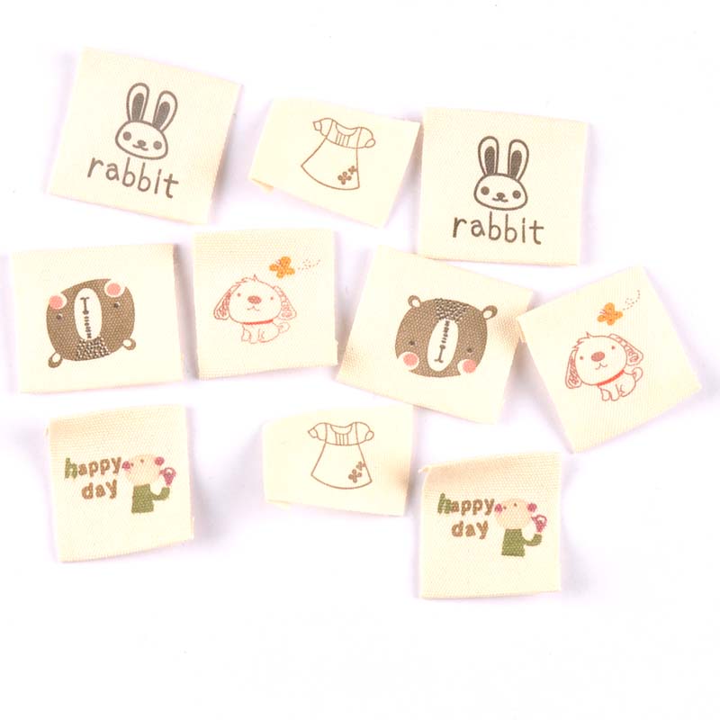 Baby Clothing Labels - 50 stks Beige katoen Geweven Label