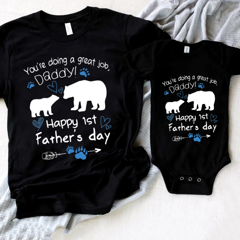 Baby Clothing Onesies - Gelukkige eerste vaderdag familie bijpassende shirt