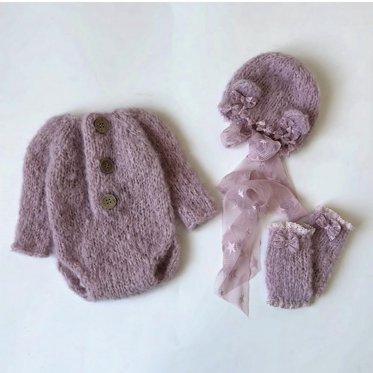 Baby Clothing Next - Gebreide romper, muts en handschoenen set
