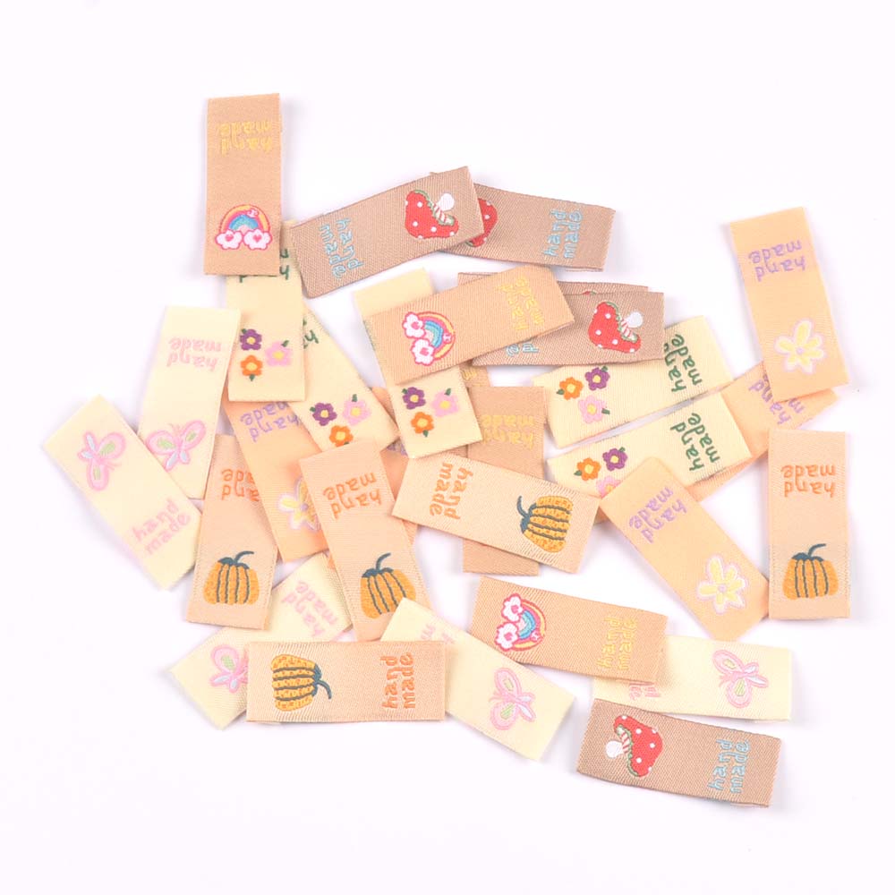 Baby Clothing Labels - 50 Stuks Mooie Paddestoel/Banaan/Bloem Borduurdoek Etiketten